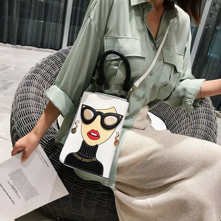 2022 New Personalized Funny Women Small Bags Figure Pattern Shoulder Bag Women PU Special Messenger Bag
