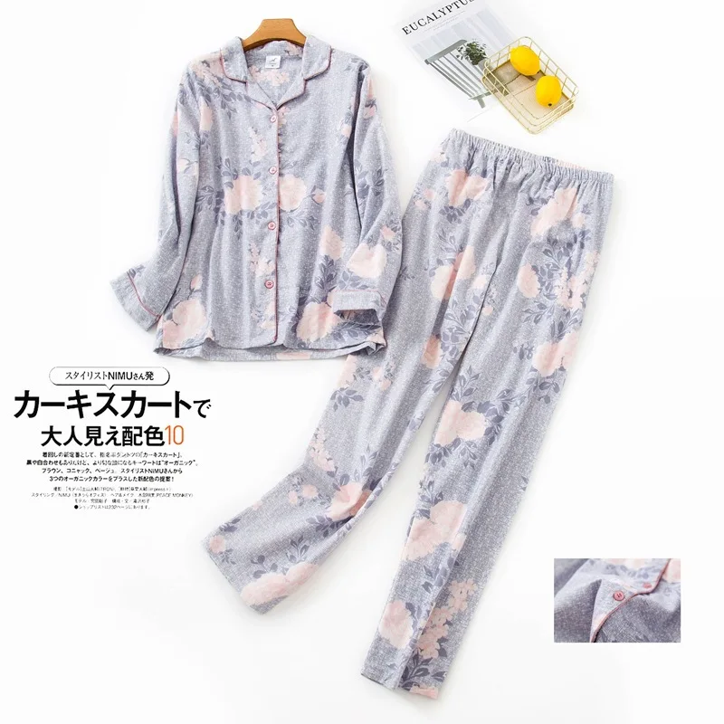 Women's Pajamas Plus Size S-XXXL Clothes Ladies Flannel Cotton Home Wear Suit Autumn Winter Pajamas Plaid Print Sleep Tops