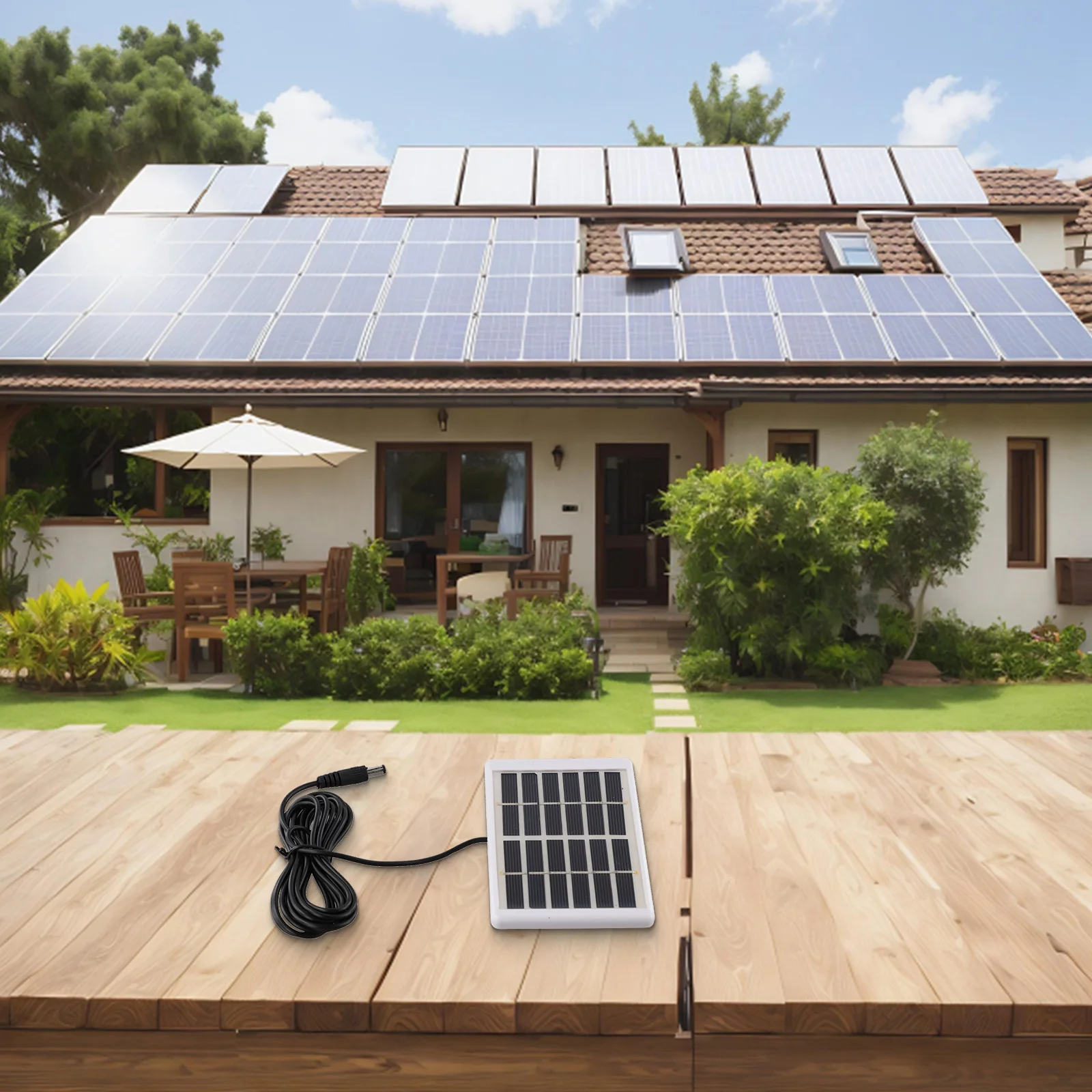 Компактная солнечная панель 5 Вт 6 В Солнечная 3-метровый кабель постоянного тока