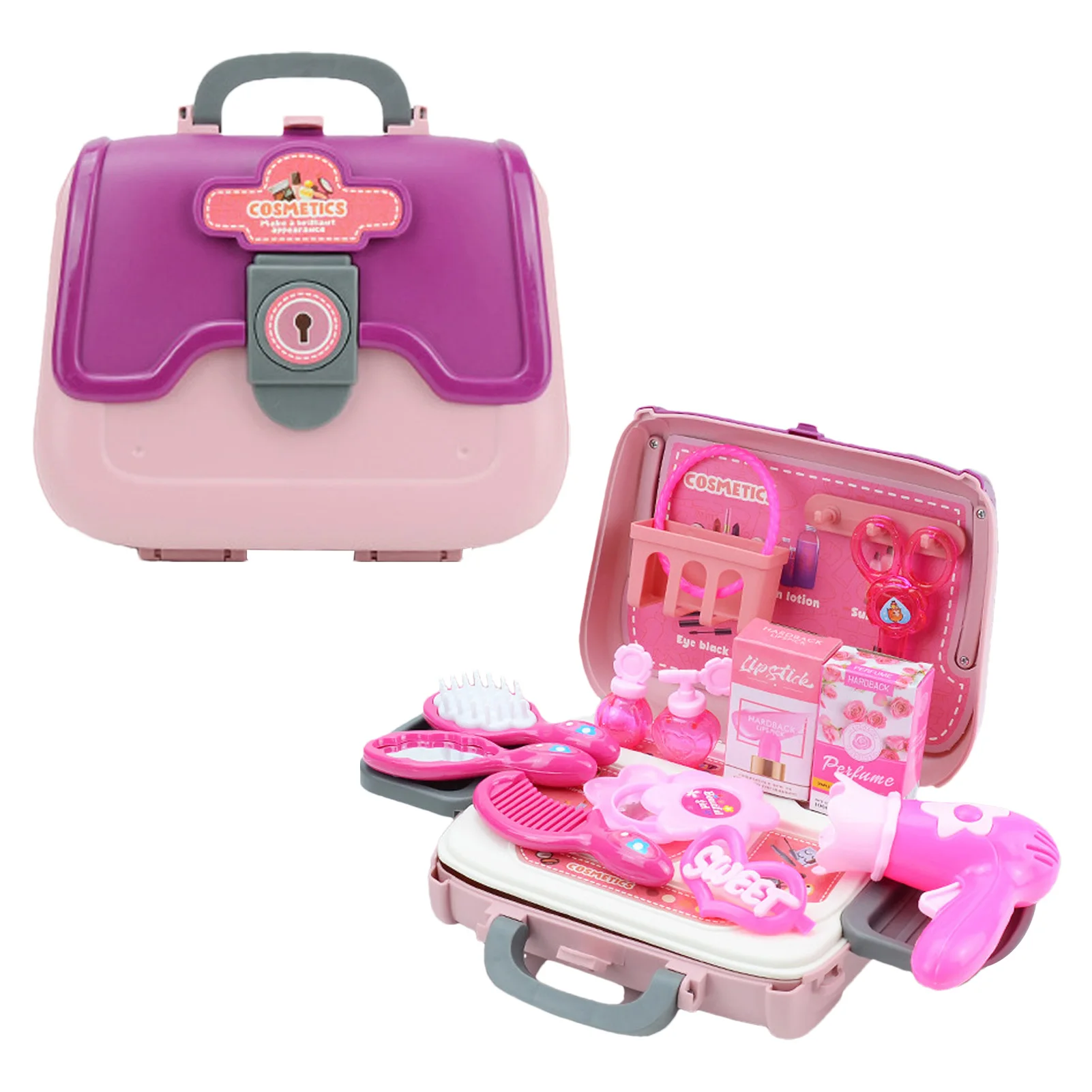 

Kids Makeup Kit For Girl Pretend Makeup For Toddlers Girls Pretend Play Hair Styling Set Including Hair Dryer Comb Scissors