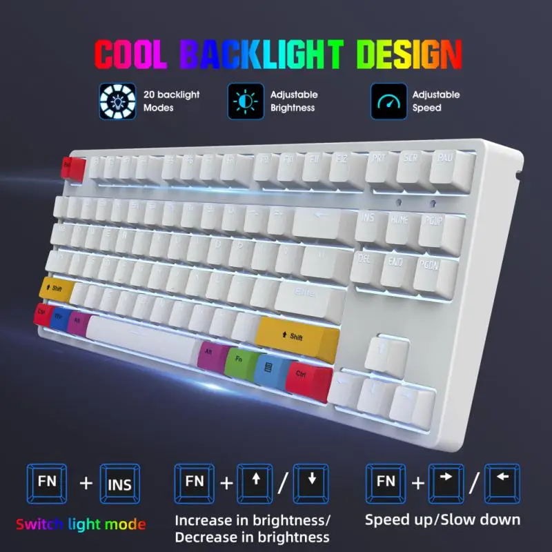 

RYRA L600 Wired Keyboard Red Axis Gaming Pluggable Mechanical Keyboard 87 Keys Gaming Mechanical Keyboard For PC Computer Game