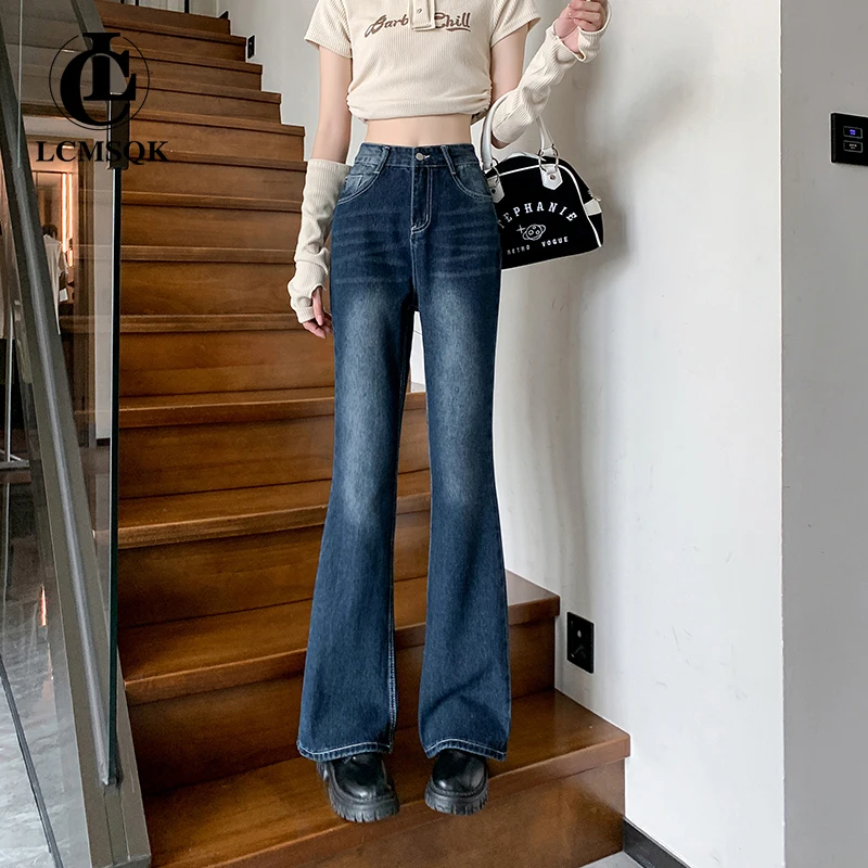 Women's Jeans 2023 Trend Korean Fashion Denim Streetwear Y2k Female Clothing Straight Leg Jeans Woman High Waist Pants Flare