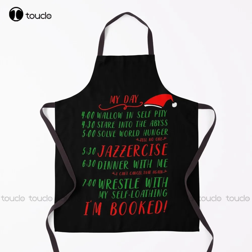 

The Grinch'S Schedule - My Day I'M Booked Apron Server Aprons For Waitress Cute Garden Kitchen Customized Unisex Adult Apron