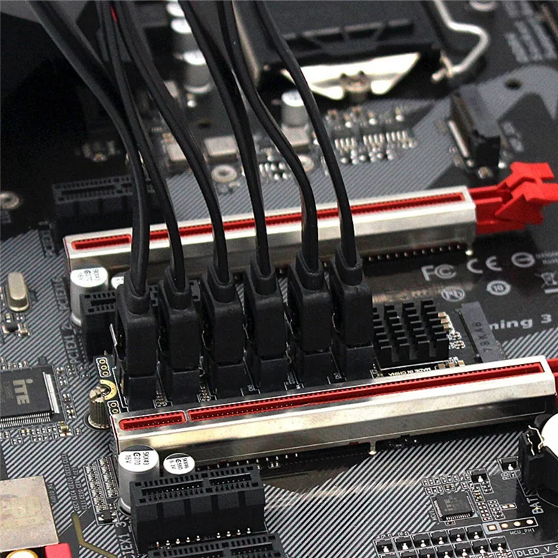 Суперпредложения M.2 MKEY PCI-E Riser Card NVME to SATA3.0 PCIE SATA 6Gpbsx6-Port Карта расширения ASM1166