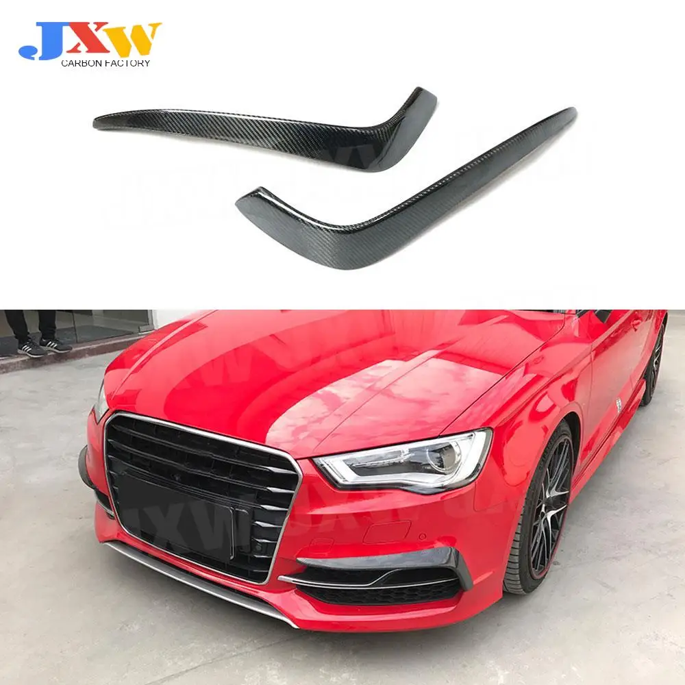 

2 PCS Carbon Fiber Front Fog Lamp Eyelids Strip Frame for Audi A3 S3 Sedan Hatchback 2013 - 2019 Bumper Trim Covers