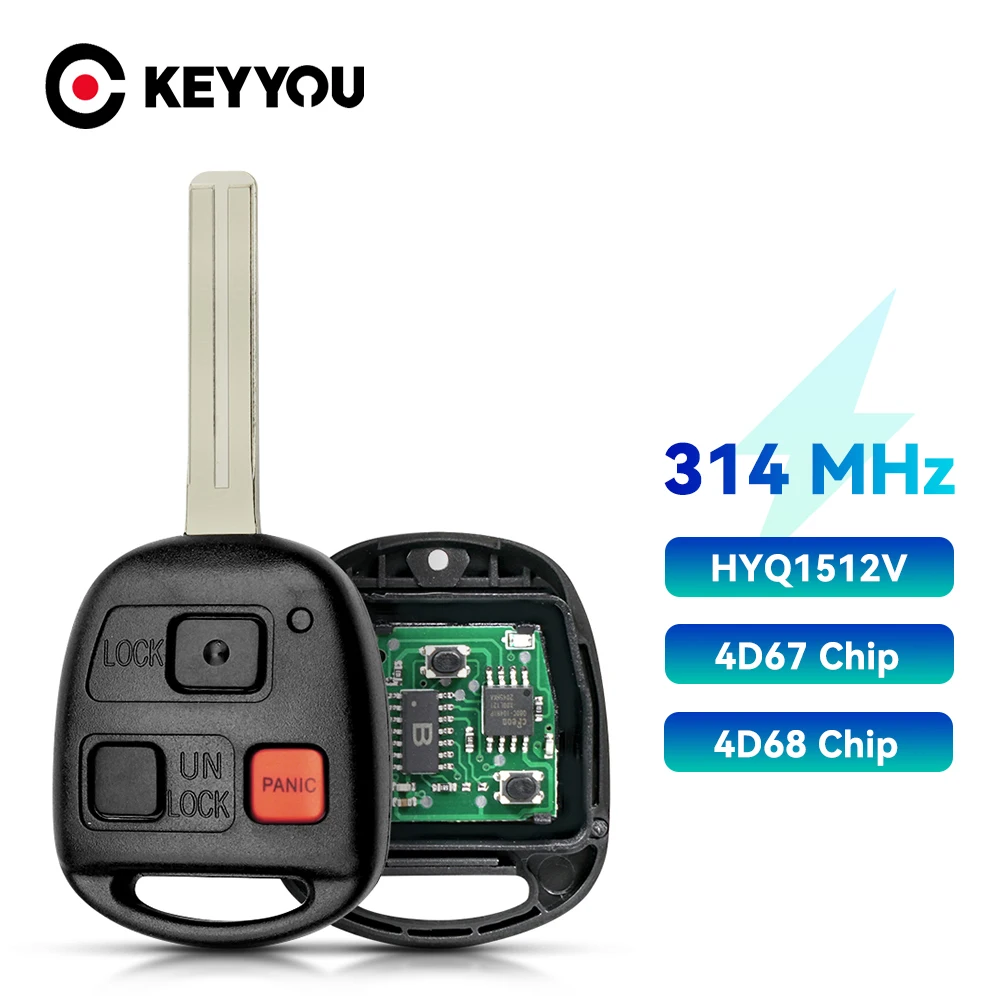 

KEYYOU 3 кнопки дистанционного ключа 314 МГц чип для Lexus GX470 LX470 2003 2004 2005 2006 2007 2008 HYQ1512V 4D68 89070-60801