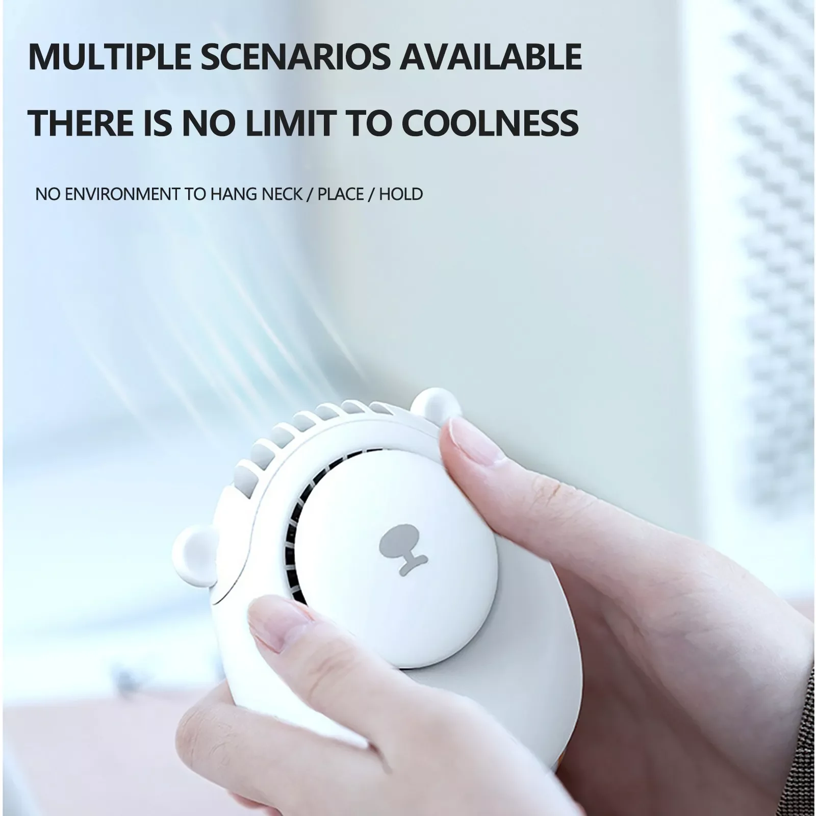 

NEW2023 Neck Fan Portable Cute Bear Mini Fan Usb 5v Cooler Rechargeable Ventilador Outdoor Travel Handheld Silent Small Cooling