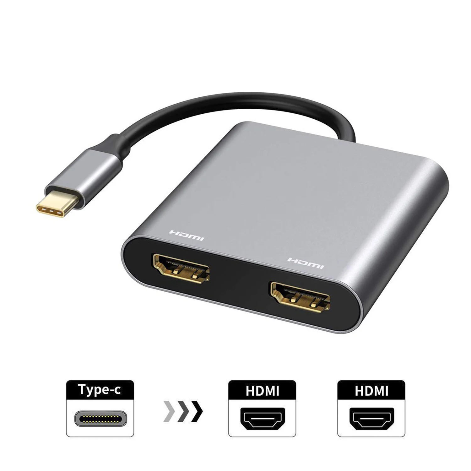 

New type-C to HDMI 4K converter 2-in-1 dual HDMI hub multifunctional docking station hub