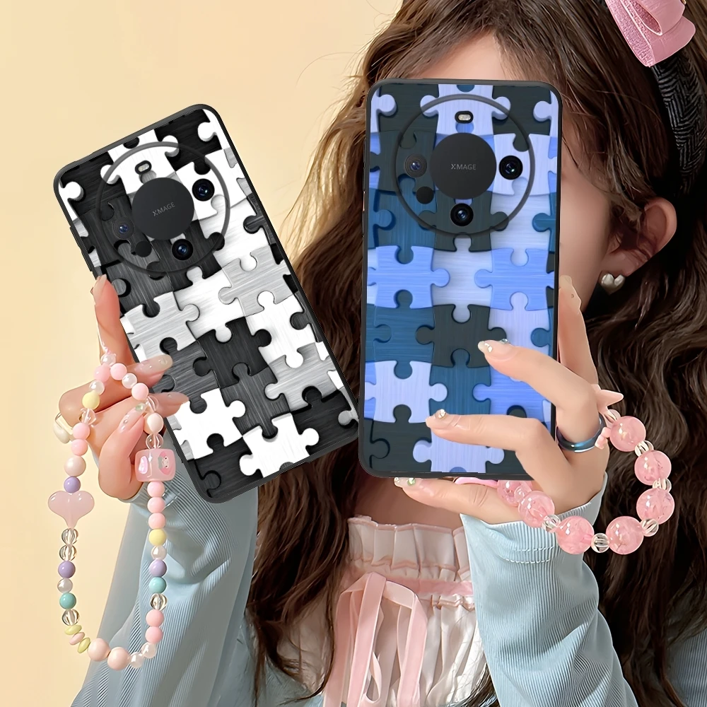 Чехол для мобильного телефона Puzzle Pretty Fashion Huawei Mate 60 50 40 30 20 10 Pro Plus Lite E 5G черный