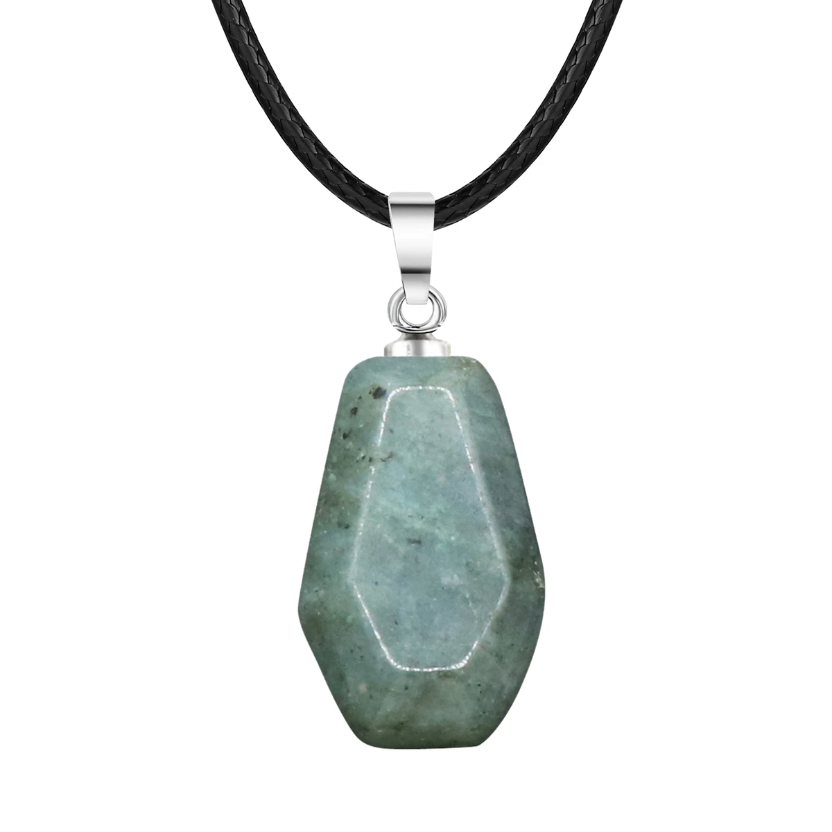 

Gemstone Labradorite Coffin Pendant Necklace Women Meditation Balancing Energy Crystal Healing Thumb Pocket Palm