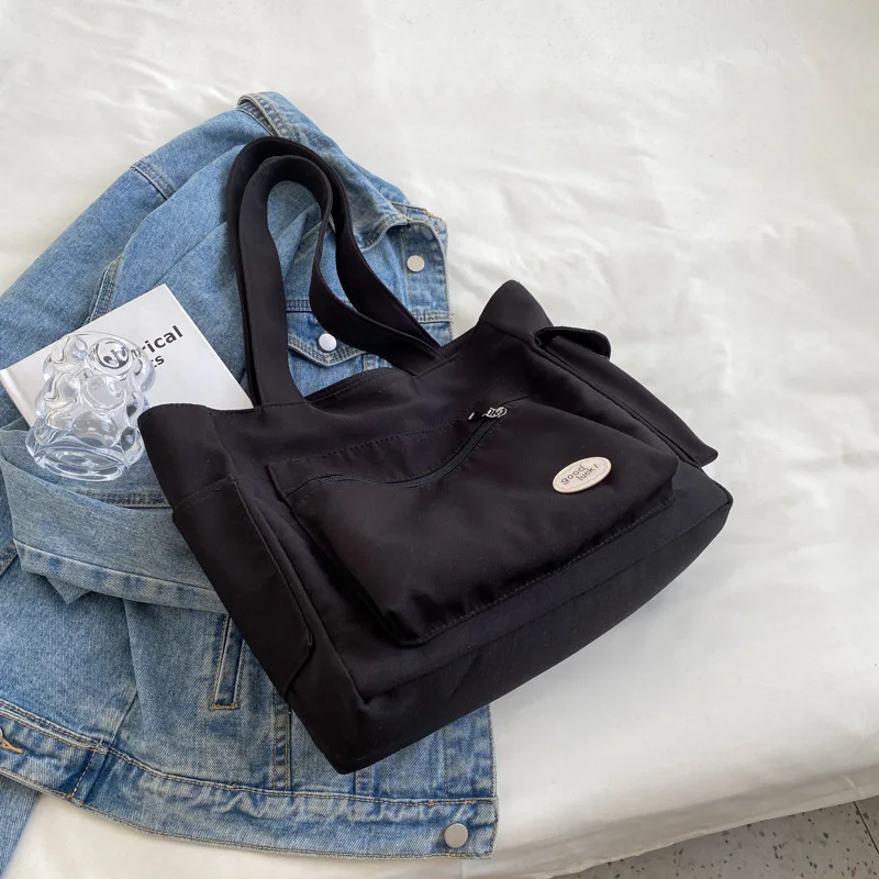 2023 new Women's Retro Large Size Bags Cotton Canvas Shoulder Bag Fashion Crossbody Handbag Zipper Casual Tote Multi Pocket