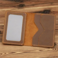 crazy horse leather genuine leather purse simple card holder wallet money clips money photo bag multifunction card case 1053