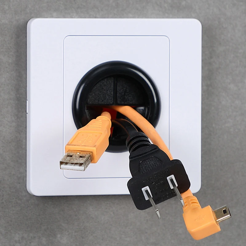 

Cable Socket With Rubber Pad Wall Blank Panel With Outlet Hole Decorative Cover Cable Organizer Storage