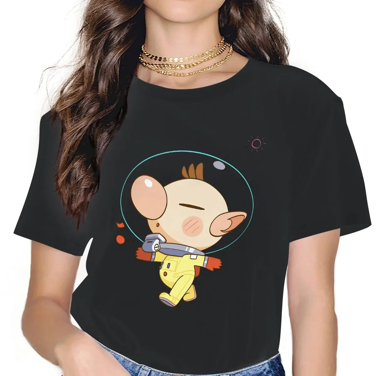 

Olimar Women Shirts Pikmin Puzzle Game T-shirt Goth Vintage Female Blusas