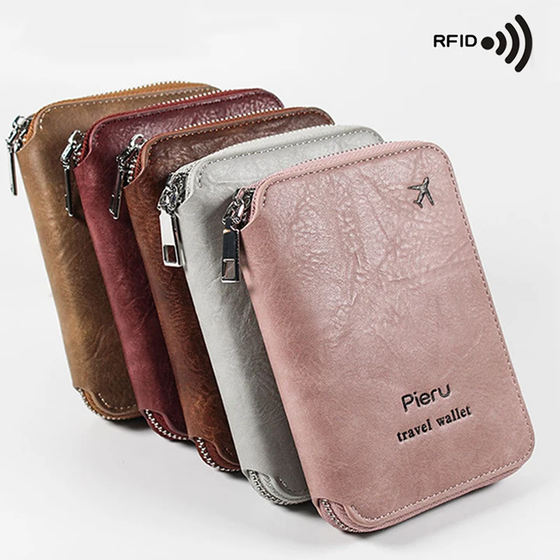 

RFID New Zipper Passport Bag Multi-functional 2023 Anti-theft Brush Outbound Travel Storage Bag Simple Passport Holder