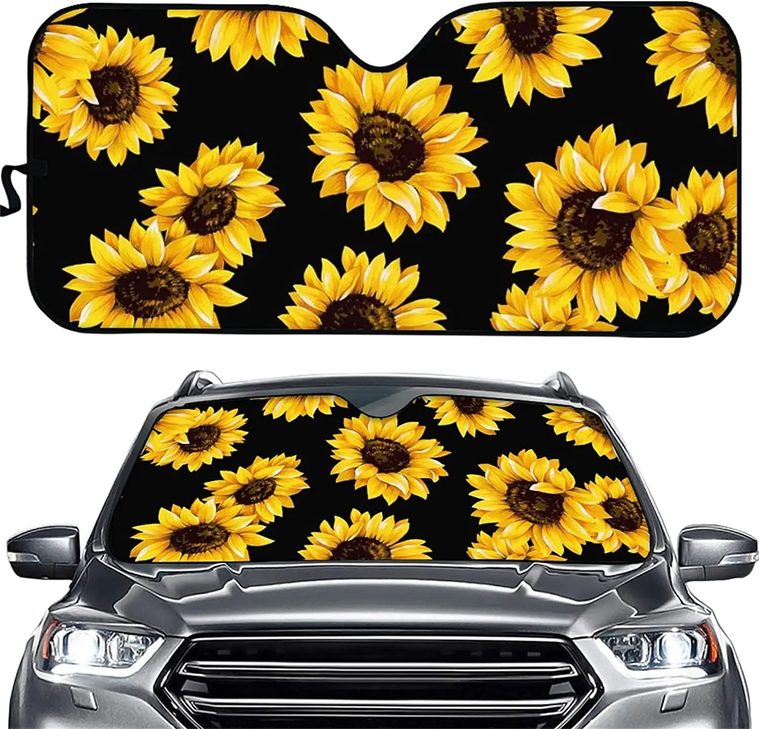 

FOR U DESIGNS Car Windshield Sun Shade, Sunflowers Printed, Blocks UV Rays Sun Visor Protector, Sunshade to Keep Your Vehicle Co