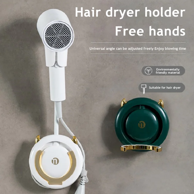 

Hair Dryer Holder Wall Mounted Rack Bathroom Hand-Free Adjustable Lazy Hair Dryer Bracket Free Punching Hair Dryer Storage Rack
