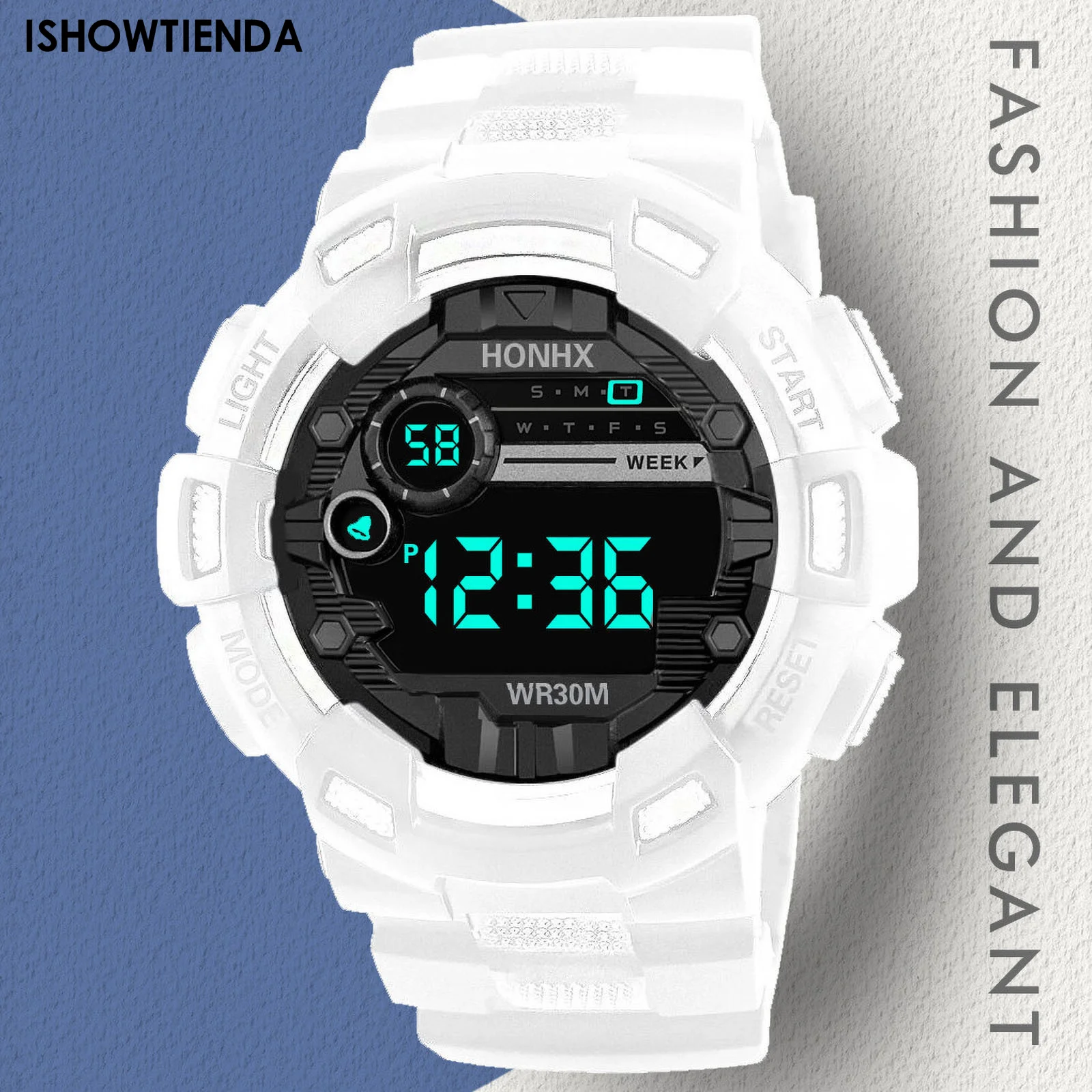 

Повседневные спортивные мужские часы, резиновые водонепроницаемые светодиодные цифровые военные спортивные кварцевые часы с датой, цифровые наручные часы с будильником