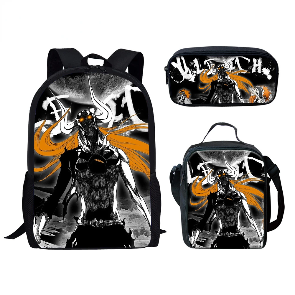 

Hip Hop Harajuku Japanese Anime Bleach 3pcs/Set Backpack 3D Print Student Bookbag Travel Laptop Daypack Lunch Bags Pencil Case