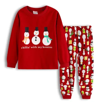 Kids Christmas Pajamas Sets Cotton Long Sleeve Matching Holiday Set Toddler Boys Girls Kids Xmas Jammies conjuntos para niños 1