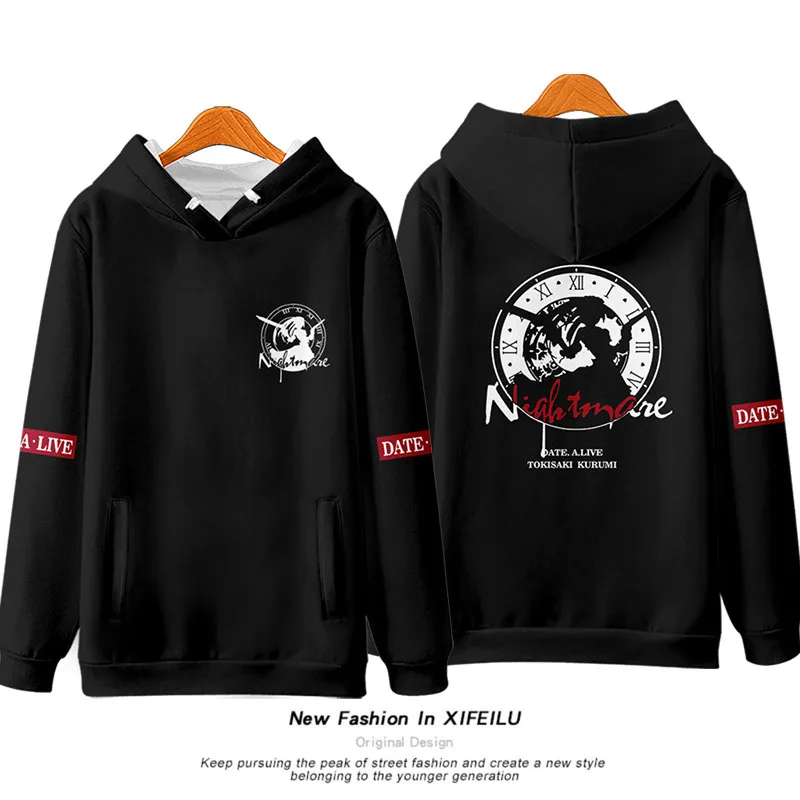 

Anime DATE A LIVE Tokisaki Kurumi Hooded Hoodie Sweatshirt Coat Cosplay Loose Spring Autumn Student Pullover Tops Pants