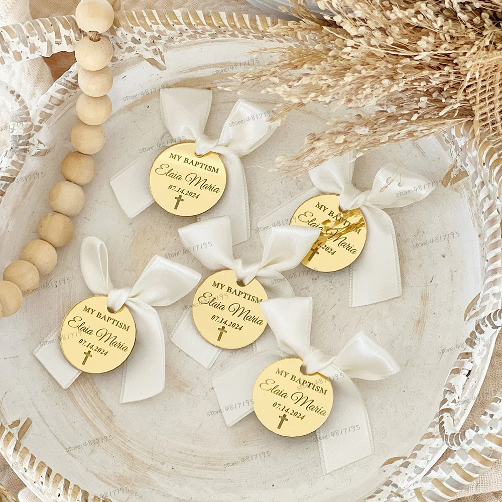 Круглые золотистые акриловые этикетки с индивидуальной гравировкой Библейский