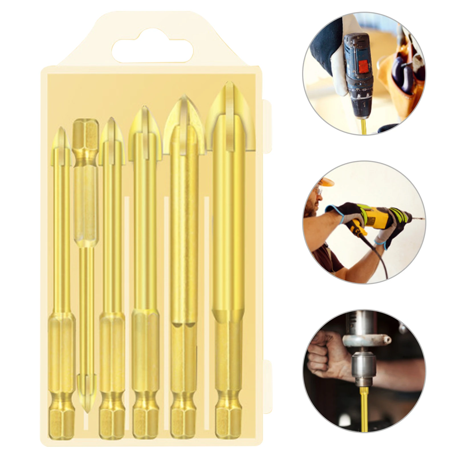 

6 Pcs Multifunctional Carbide Glass Ceramic Concrete Hole Saw Hexagonal Cross Reaming Drill Hole Opener Saw Alloy Triangle Drill