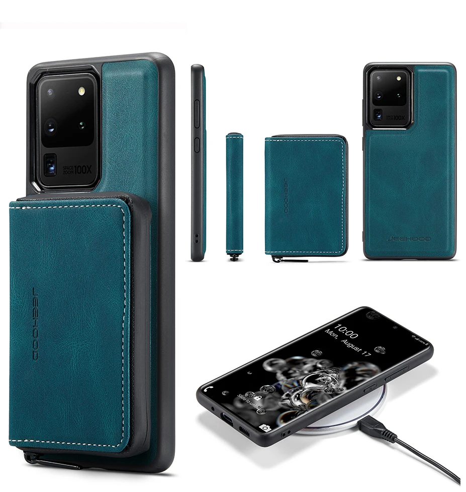 

JEEHOOD For SAMSUNG Note 20 Ultra S20 21 22 Ultra S21 S20 FE Luxury Magnetic Split body high-capacity Leather Phone Case Cover