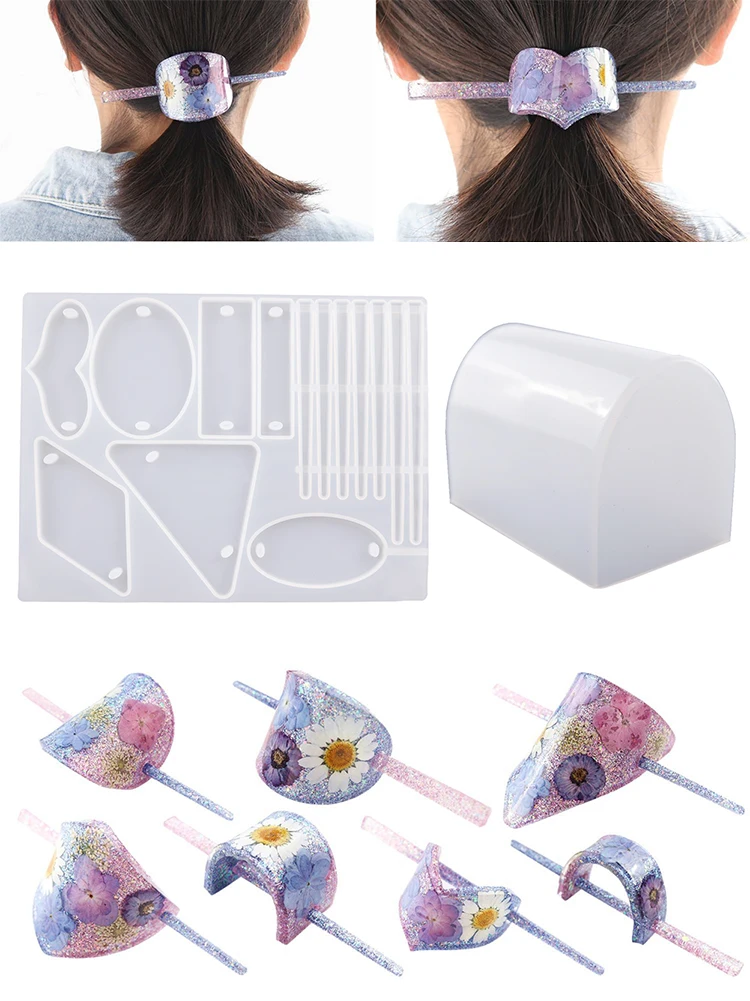 

DIY Hair Pin Jewelry Casting Mold Silicone Resin Mold Epoxy Hairpin Pendant Making Tool Handmade DIY Crafts Kit with Shaper