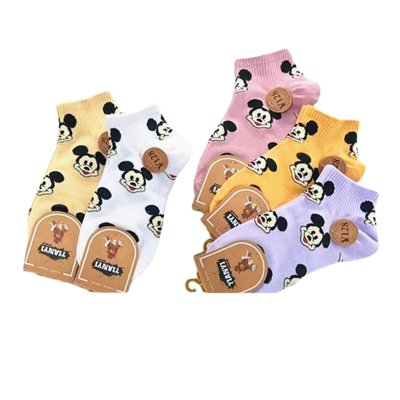 Носки из мультфильма Диснея короткие носки с Микки Маусом модные мультяшным