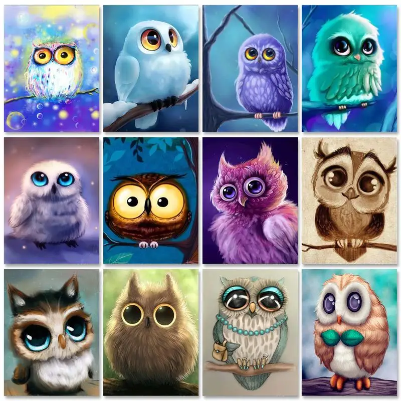 

Набор для алмазной живописи SDOYUNO, картина квадратной/круглой формы, красочная сова, 5D, для творчества, Алмазная мозаика