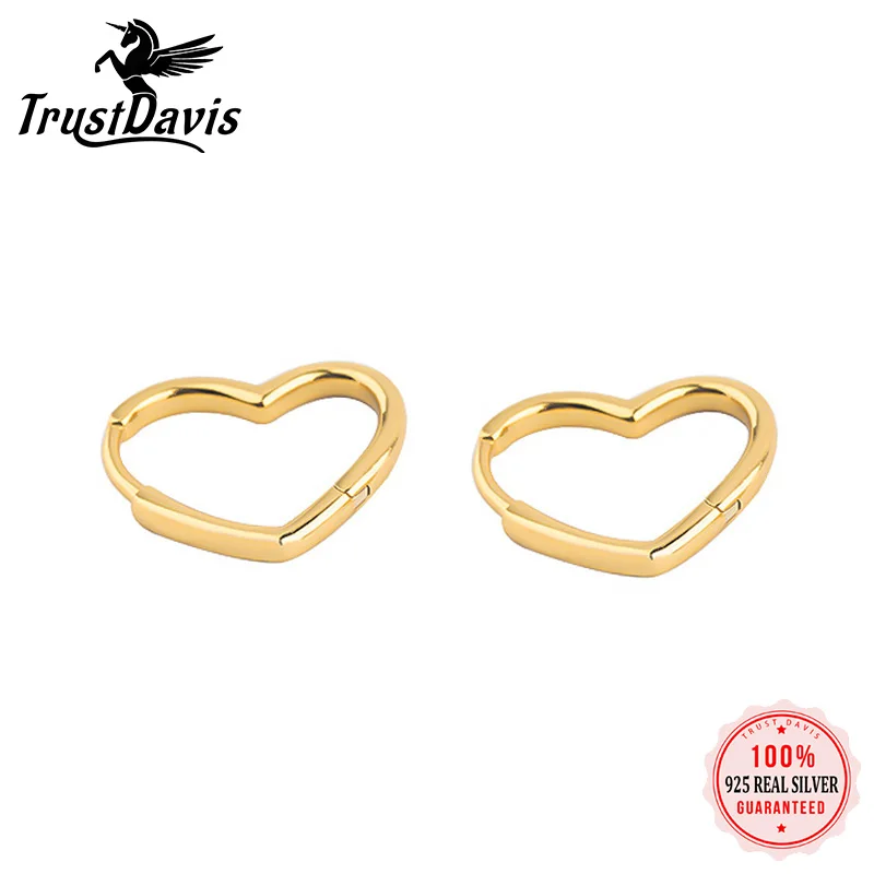 

Trustdavis Minimalist 925 Sterling Silver Fashion Romantic Heart Hoop Earring For Women Wedding S925 Earring Jewelry DA1985