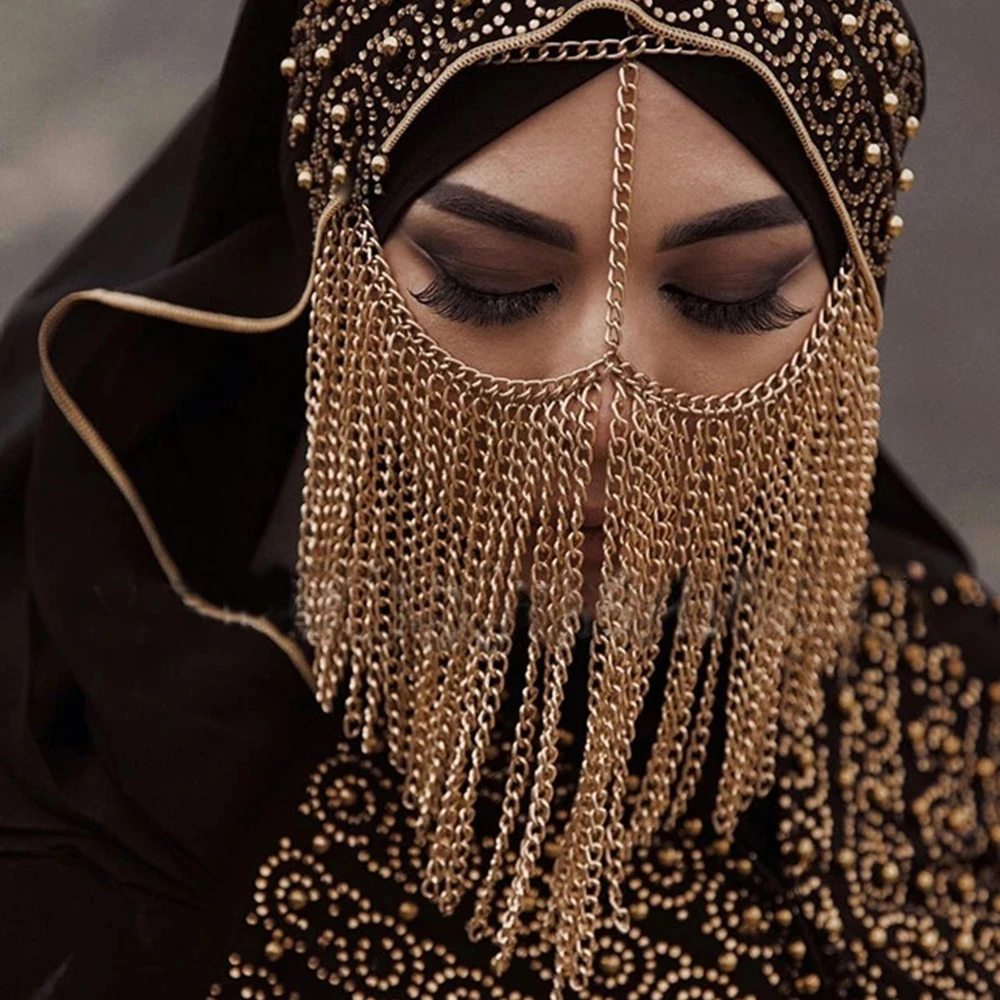 Длинная металлическая цепочка для волос в стиле панк золотистая серебристая