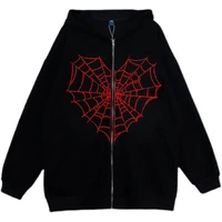 y2k clothes gothic harajuku hoodies women hip hop zipper hooded autumn sweatshirt female punk jacket coat colorful spider web