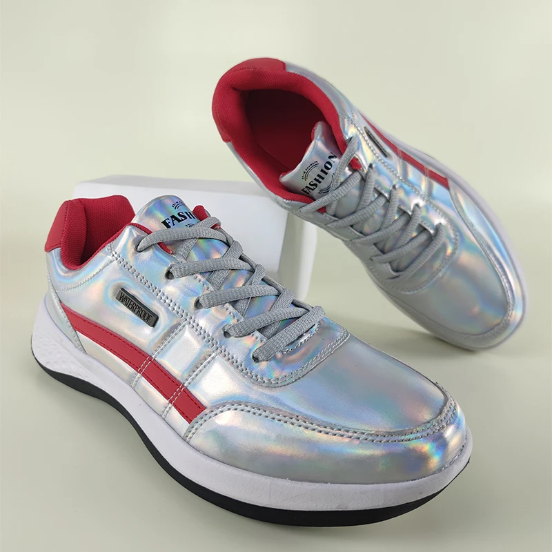 Men's Outdoor Sneakers MD Elastic Soles Lace-up Walking Shoes Reflective Breathable Vulcanized Men Casual Shoes