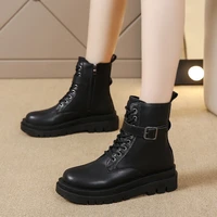 2022 fashion womens ankle lace up fur lining modern boots short comfy combat shoes women shoes platform boots new