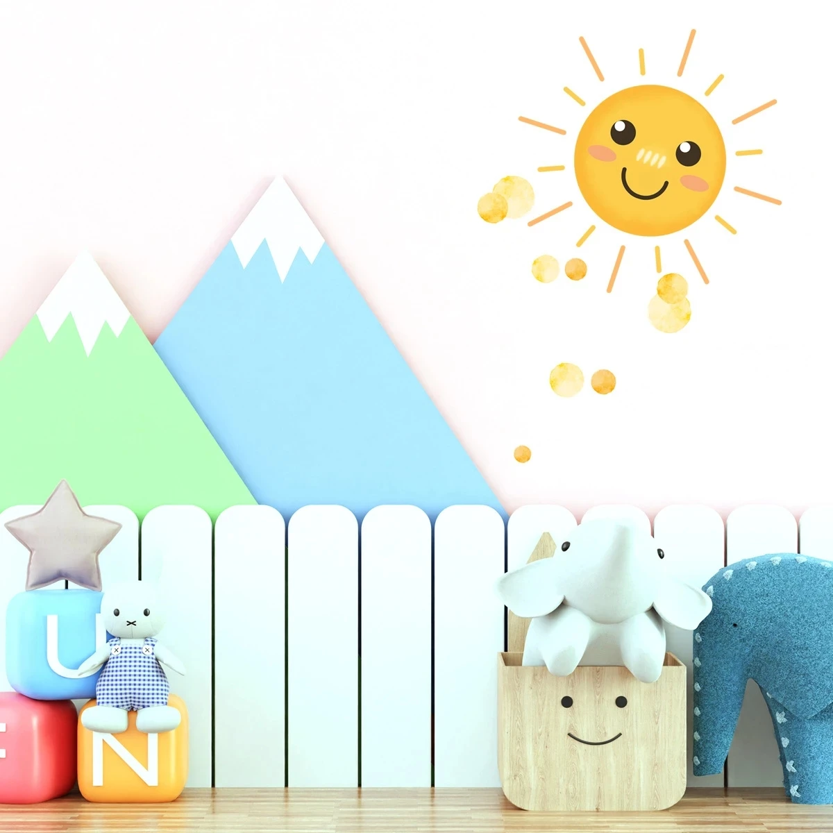 

Funny Smiley Sun Wall Stickers for Baby room Kids Bedroom Nursery Kindergarten Wall Decor Removable PVC Wall Decals Art Murals