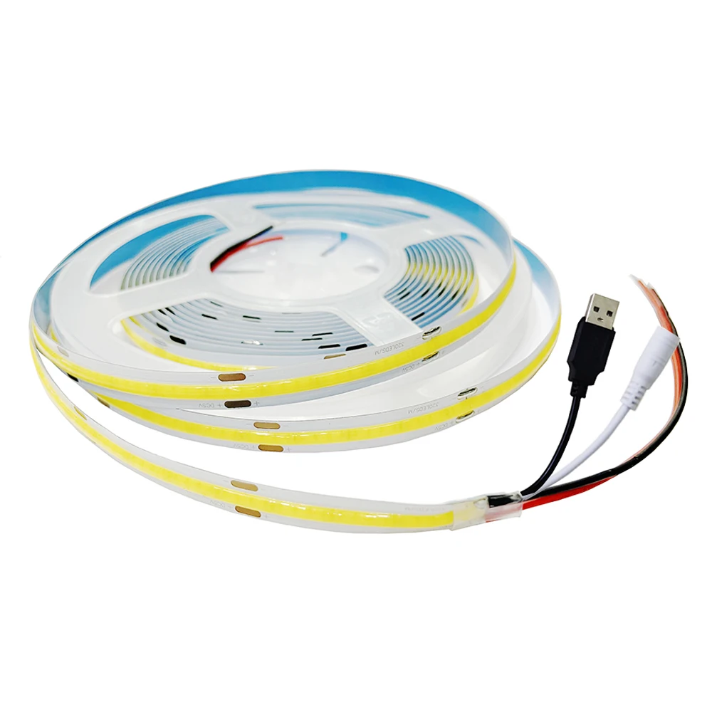 

DC5V USB/DC LED COB Strip Light 320LED Flexible Tape Light High Density Linear Lighting Warm Natural White Red Blue Green Decor