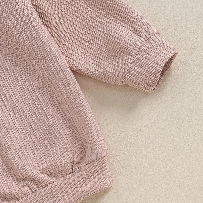 

Осенний комплект из 2 предметов для девочек, розовый свитер с длинным рукавом, топы, штаны с цветочным принтом кролика