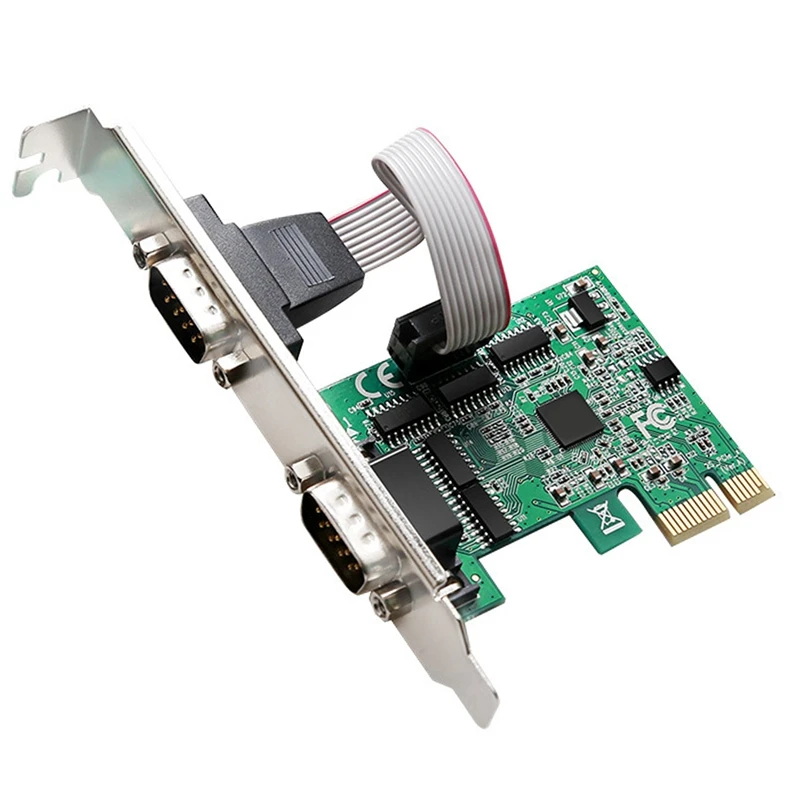 

Pcie Dual Serial Expansion Card Chip AX99100 2 Port Industrial DB9 COM RS232 Converter Adapter For Desktop PC