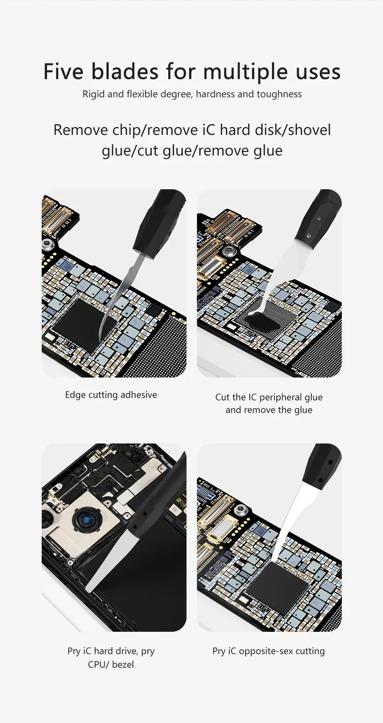 Фото MAANT M075 5 шт./компл. ремонтная подставка для телефона iPad ремонт материнской платы чип/IC жесткий диск снос клей соскабливание и удаление ручные инструменты №4