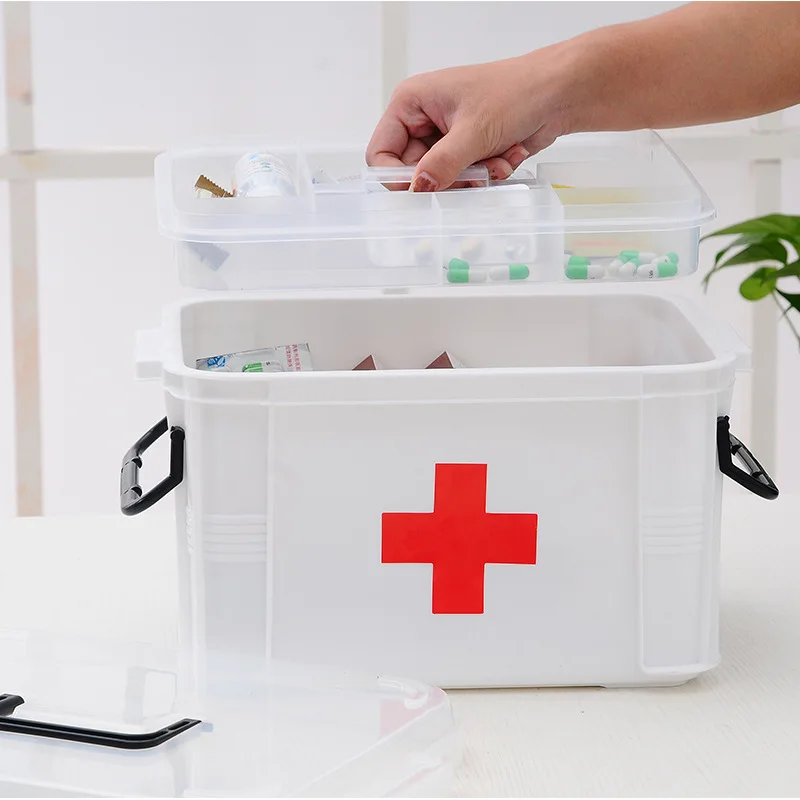 

Family Large Portable Medicine Box Multi-layer First Aid Storage Health Care Box Household Plastic Medicine Box Drug Sorting Box