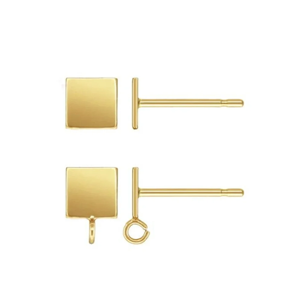 14K Gold Filled Square Ear Posts w/ Backs for Earring Component Jewelry Making 4.7mm
