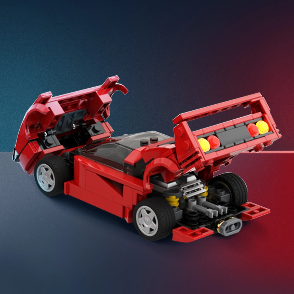 

Gobricks MOC Famous Red F40 Sports Car Building Blocks Vehicle Supercar DIY Educational Model Bricks for Kids Boy Birthday Gift