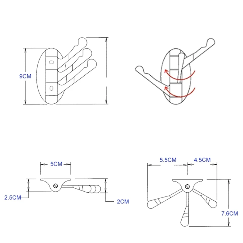 1 шт. поворотный крючок для полотенец из никеля и цинкового сплава