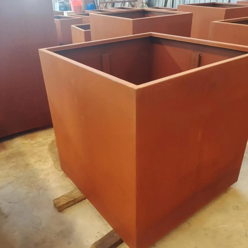 decorative Corten Steel metal flower large Rectangular Tree planter pots