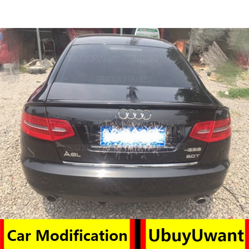 

Car Styling Fit For Audi A6 C6 2005-2011 High Quality PU Material Carbon Fiber Look Rear Trunk Boot Lip Roof Spoiler Wing(3pcs)