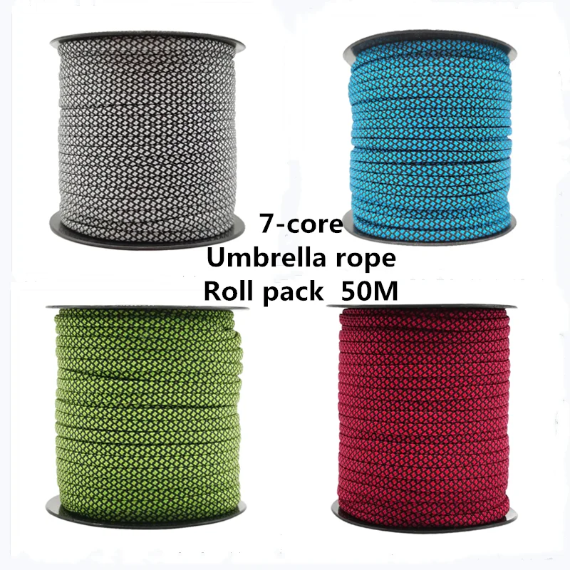 

New 2022 50m Paracord 4mm Paracord 7 Strand Core Outdoor Camping Rope Parachute Cord Lanyard Tent Multifunction Cordave