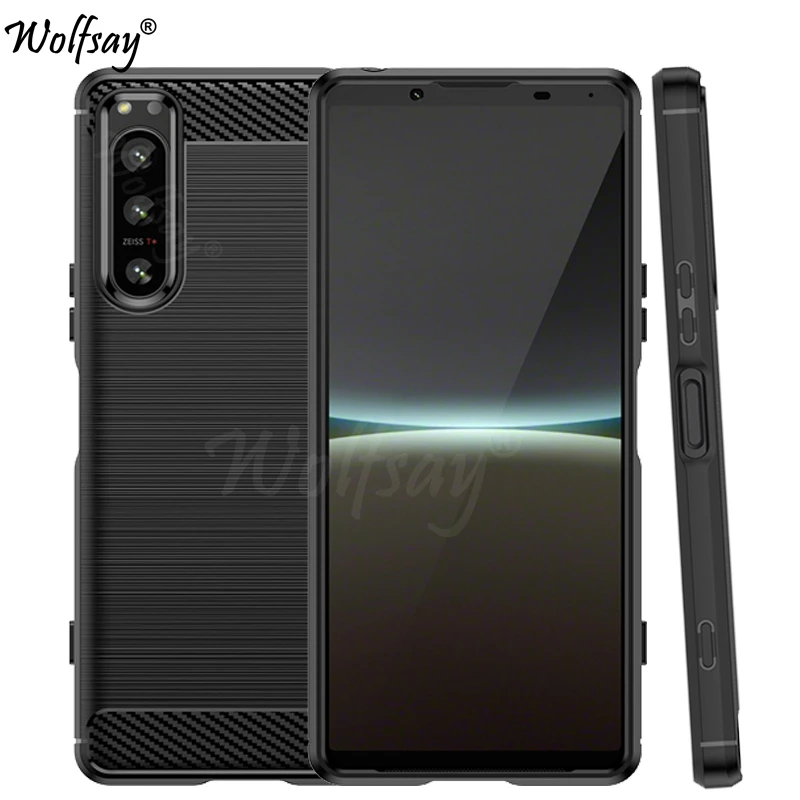 

Чехол-бампер для Sony Xperia 5 IV, силиконовая задняя крышка из углеродного волокна для Sony Xperia 5 IV 10IV 10III, чехол для Sony Xperia 5 IV, чехол