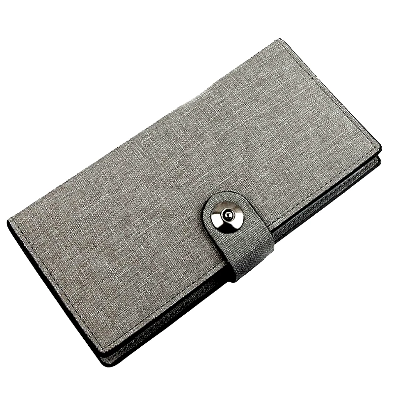 

Men's Wallet Long Hasp Canvas Black New Men's Wallet Short Fashion Buckle Multi-card Magnetic Trifold Bag Cartera Hombre Busines
